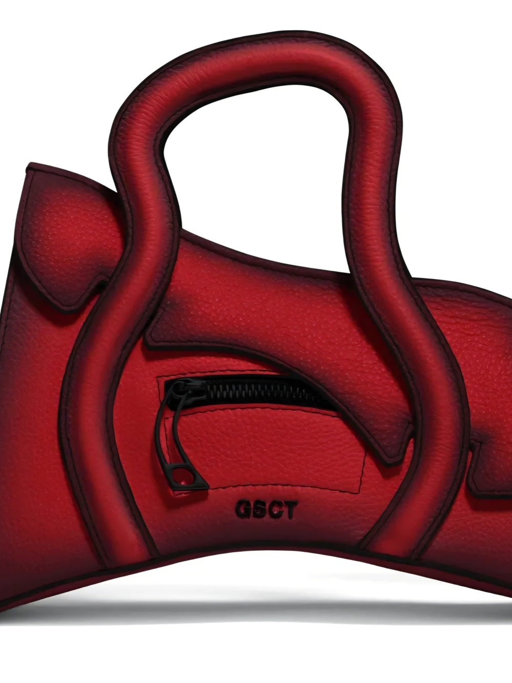 GSCT Structured Red Top-Handle Tote with Front Zip Pocket